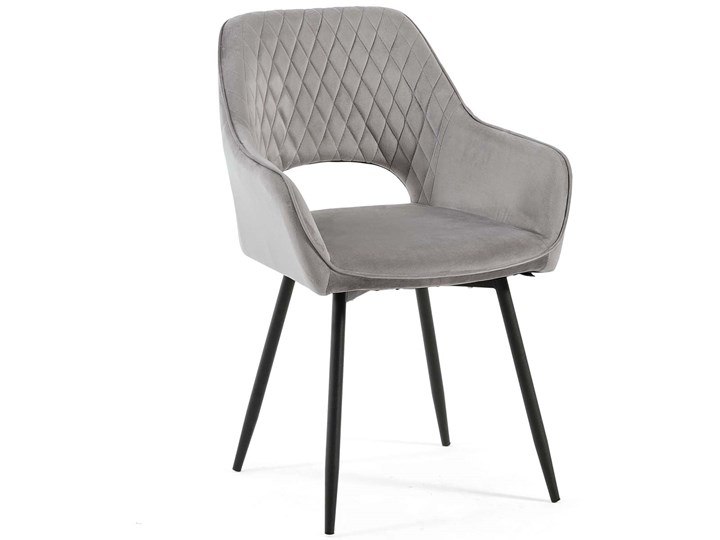 Krzesło z podłokietnikami DC-6372 welurowe, szare Metal Tkanina Rodzaj(n) Krzesła Tworzywo sztuczne Styl Nowoczesny