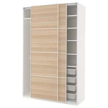 IKEA PAX / MEHAMN Kombinacja szafy, dąb bejcowany na biało, 150x66x236 cm