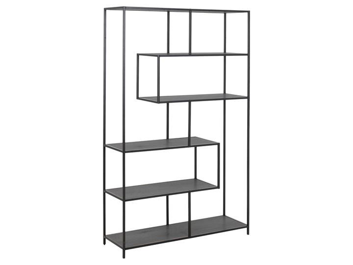 Regał metalowy czarny 185x114x35 cm Szerokość 114 cm Biblioteka Płyta meblowa Płyta MDF Tworzywo sztuczne Uniwersalne Kategoria Witryny Na dekoracje Drewno Na książki Wysokość 114 cm Styl Skandynawski