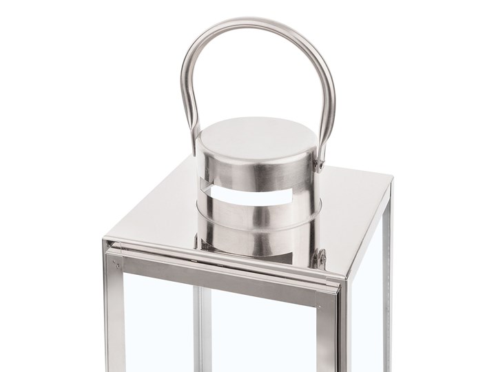 Beliani Lampion dekoracyjny srebrny metalowy 40 cm ozdobna latarnia na świecę Stal Kategoria Świeczniki i świece