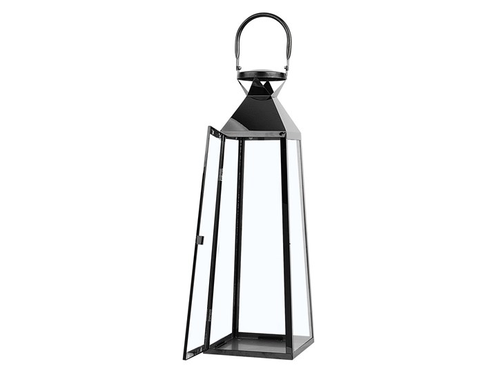 Beliani Lampion dekoracyjny czarny metalowy 42 cm ozdobna latarnia na świecę Szkło Kategoria Lampiony do ogrodu