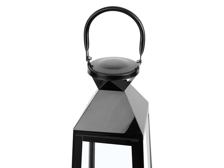 Beliani Lampion dekoracyjny czarny metalowy 42 cm ozdobna latarnia na świecę Szkło Kategoria Lampiony do ogrodu