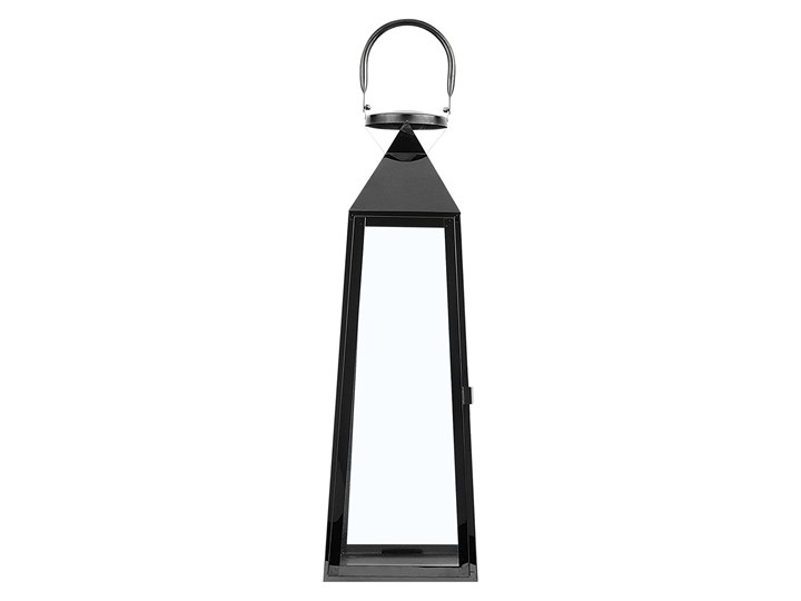 Beliani Lampion dekoracyjny czarny metalowy 42 cm ozdobna latarnia na świecę Szkło Kategoria Lampiony do ogrodu