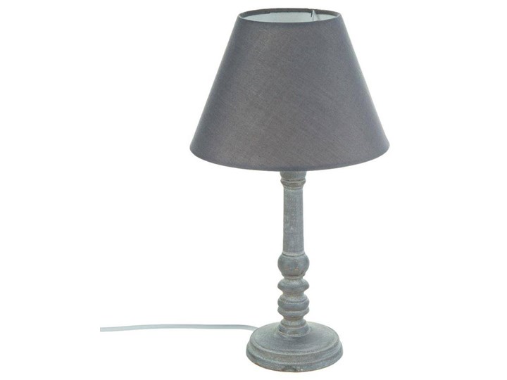 LEO drewniana lampka nocna szara, wys. 36 cm Drewno Lampa nocna Lampa z abażurem Styl Vintage Metal Styl Rustykalny