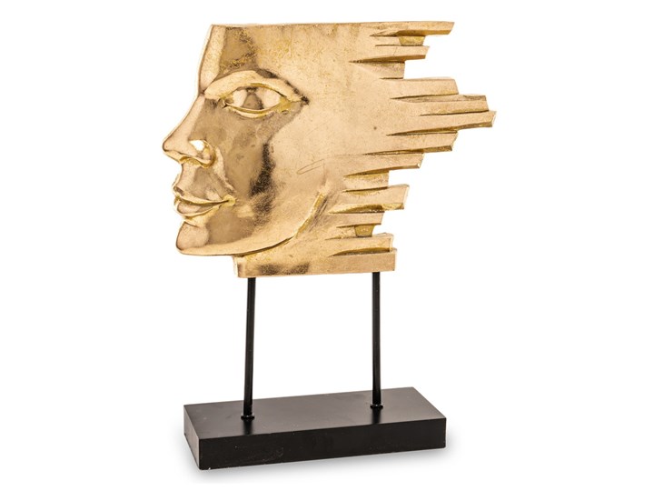 TEQUERO dekoracja złota twarz na czarnej podstawie, wys. 35 cm
