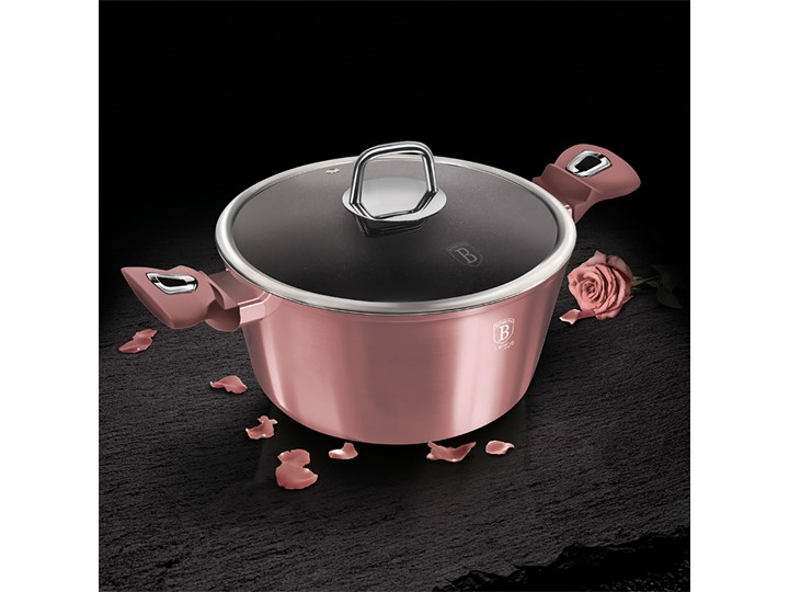 Rondel I-ROSE z pokrywką 20 cm - Homla Aluminium Kolor Różowy Kategoria Garnki
