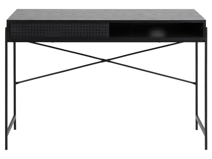 Biurko Angus 110x50 cm czarne Szerokość 110 cm Głębokość 75 cm Biurko konsola Płyta meblowa Pomieszczenie Biuro