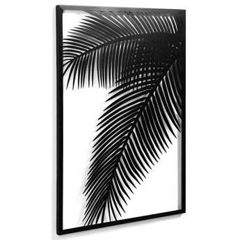 Obraz metalowy czarny liść paproci 74x2 cm