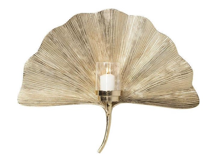 Dekoracja ścienna / świecznik Ginkgo Leaf 75x60 cm Kolor Złoty Kolor Biały