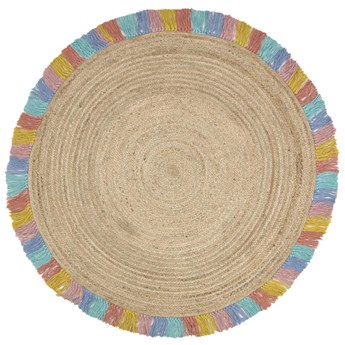Dywan Deisy okrągły z juty i różnokolorowymi frędzlami Ø 120 cm