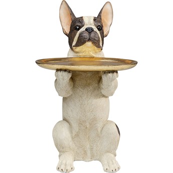 Figurka dekoracyjna brązowa pies z tacką 33x30 cm