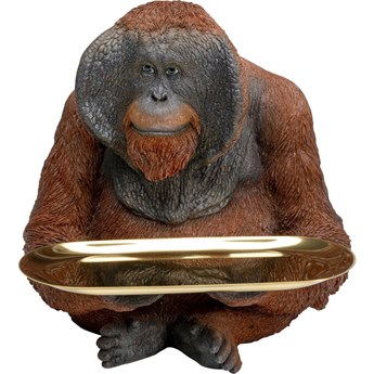 Figurka dekoracyjna brązowa małpa z tacką 45x40 cm
