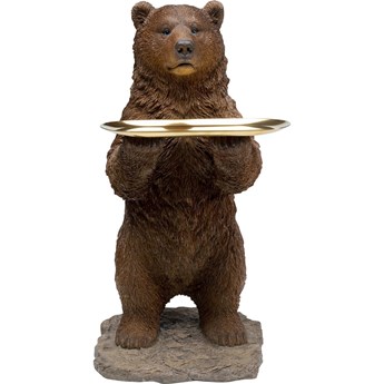Figurka dekoracyjna brązowa niedźwiadek z tacką 32x31 cm