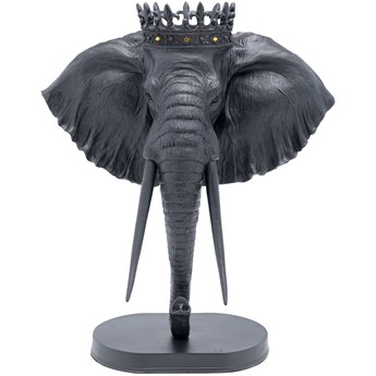 Figurka dekoracyjna czarna słoń w koronie 49x27 cm