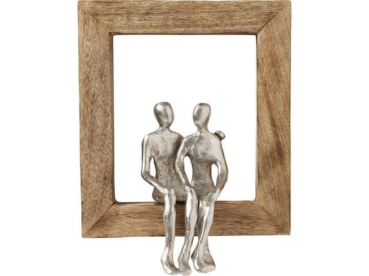 Figurka dekoracyjna Frame Loving Couple 23x30 cm Metal Drewno Kolor Biały Kategoria Figury i rzeźby