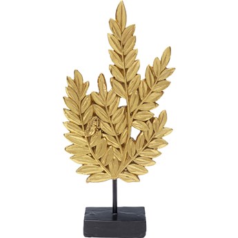 Figurka dekoracyjna złota z czarną podstawą 14x5 cm liście
