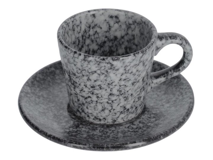 Filiżanka do kawy ze spodkiem Airena ceramiczna czarna Kolor Czarny Filiżanka ze spodkiem Ceramika Kolor Biały
