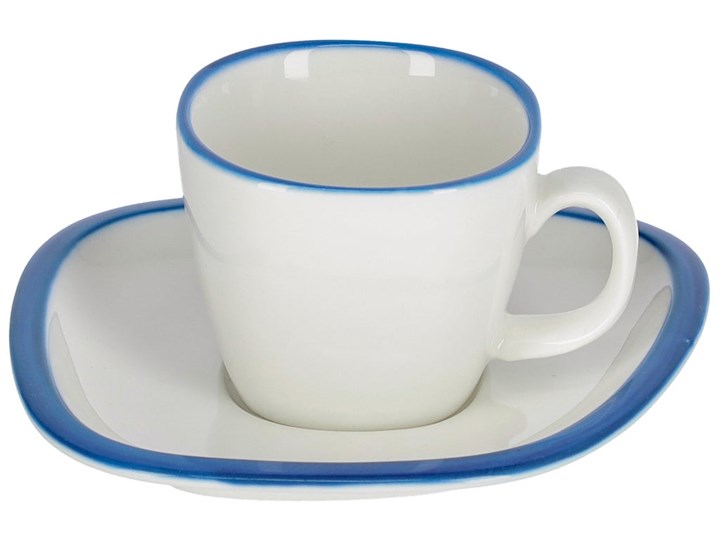 Filiżanka do kawy ze spodkiem Odalin porcelanowa biało-niebieska Porcelana Filiżanka ze spodkiem Filiżanka do espresso Ceramika Kategoria Filiżanki