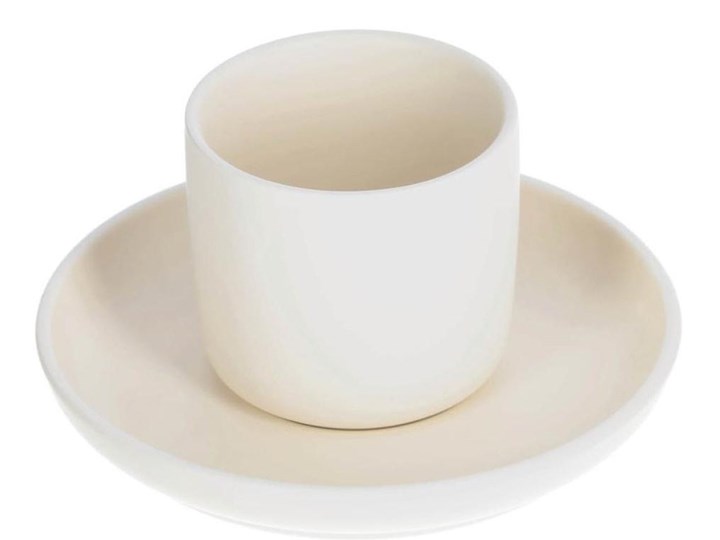 Filiżanka ceramiczna do kawy ze spodkiem beżowa 8x7 cm