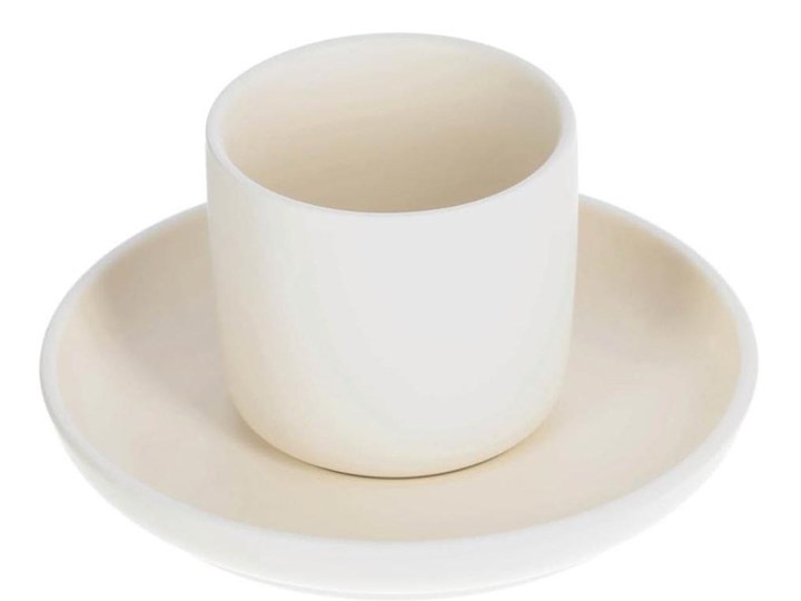 Filiżanka do kawy ze spodkiem Roperta z beżowej porcelany Kolor Beżowy Filiżanka ze spodkiem Porcelana Kategoria Filiżanki