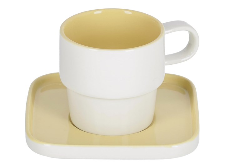 Filiżanka ze spodkiem Midori ceramiczna żółta Ceramika Kategoria Filiżanki Kolor Żółty