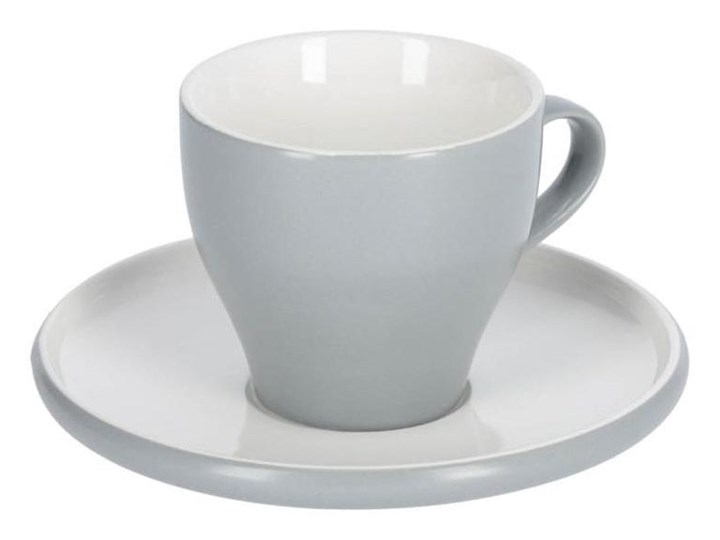 Filizanka do kawy i spodek Sadashi porcelanowy bialy i szary Ceramika Filiżanka do herbaty Filiżanka ze spodkiem Porcelana Kategoria Filiżanki