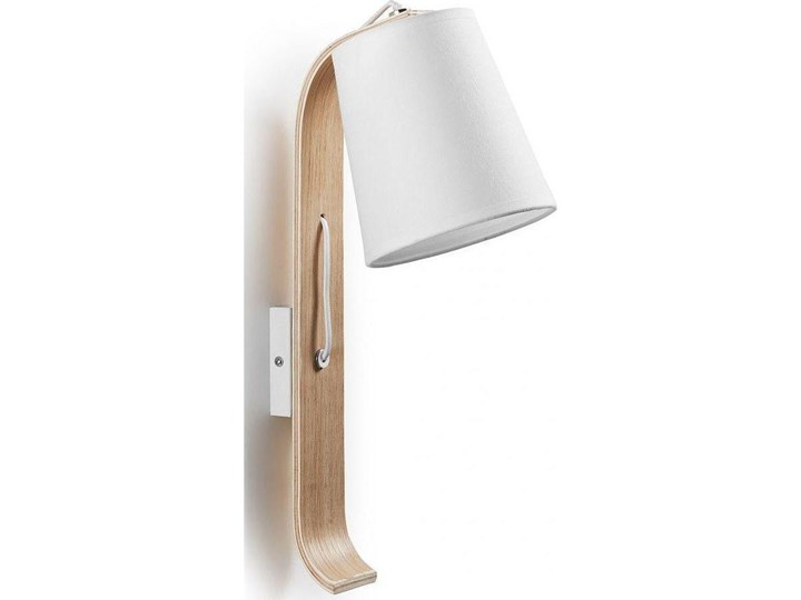 Lampa ścienna Repcy biało-drewniana Kategoria Lampy ścienne  Tkanina Drewno Kinkiet z abażurem Kolor Biały