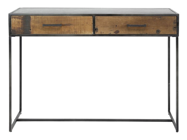 Konsola czarno-brązowa z półkami w stylu industrialnym 110x35 cm
