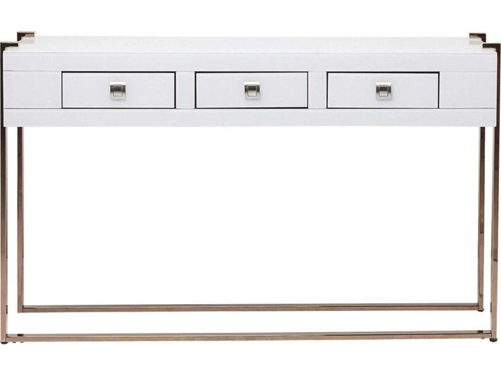 Konsola Elite 134x40 cm biała Szkło Kolor Biały Szerokość 134 cm Stal nierdzewna Płyta MDF Kategoria Konsole