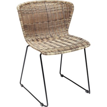 Krzesło ogrodowe z technorattanu brązowe nogi czarne