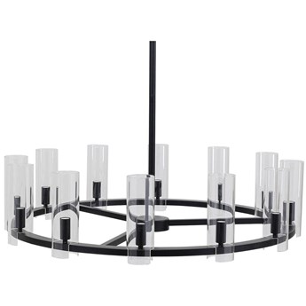 Lampa wisząca metalowa 12-punktowa czarna Ø99x69 cm klosze szklane