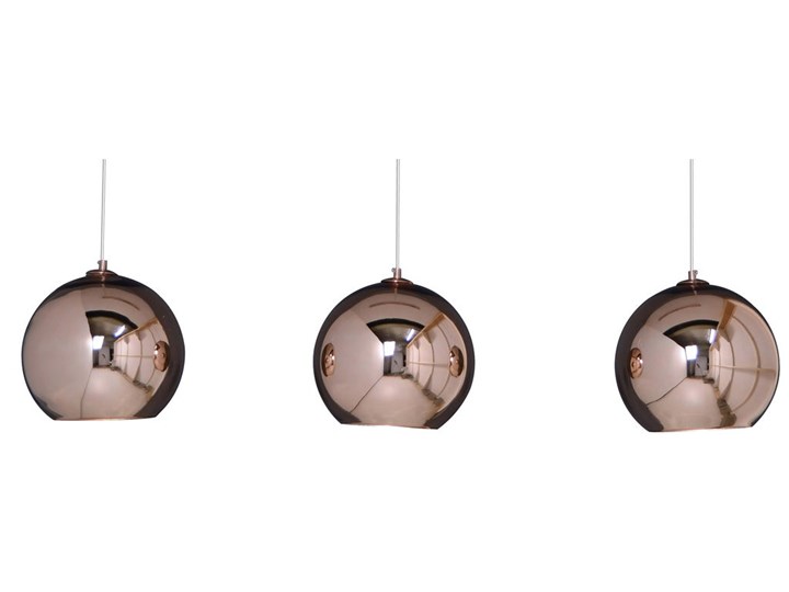 Lampa wisząca 3 -punktowa miedziana 110x25 cm Metal Lampa z kloszem Ilość źródeł światła 3 źródła Szkło Kolor Złoty