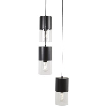 Lampa wisząca 3-punktowa metalowa czarna Ø30x140 cm klosze szklane