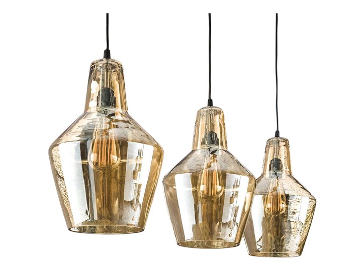 Lampa wisząca Perosse 3L 112 cm transparentna brązowa Szkło Metal Kolor Złoty Kategoria Lampy wiszące