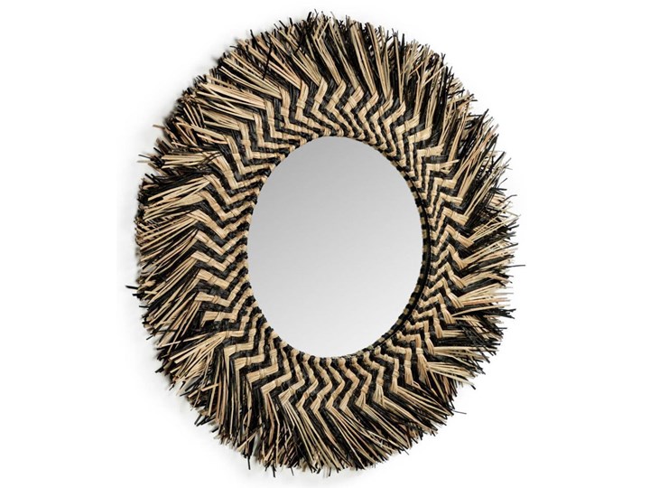 Lustro Takashi naturalne czarne Ø 60 cm Okrągłe Ścienne Lustro z ramą Pomieszczenie Salon