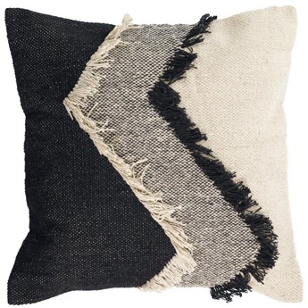 Poszewka na poduszkę Margarite 100% bawełna z frędzlami czarno-biała 45 x 45 cm