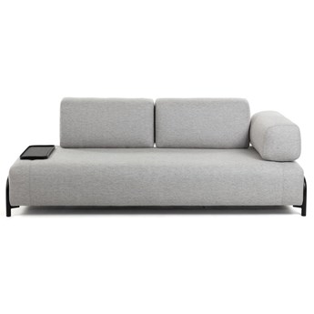 Sofa 3-osobowa Compo w kolorze jasnoszarym z mała taca 232 cm