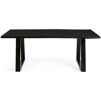 stół Alaia z litego, czarnego drewna akacjowego z nogami z czarnej stali 200 x 95 cm