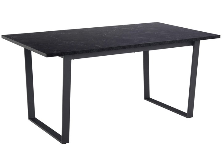 Stół czarny blat z marmurowym wzorem czarne metalowe nogi 160x90 cm