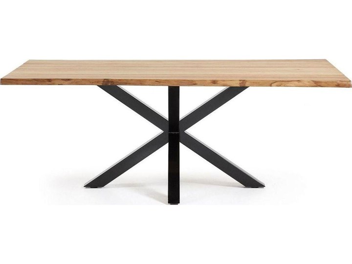 Stół Argo lity dąb stalowe nogi wykończenie czarne 220 x 100 cm Drewno Kształt blatu Prostokątny
