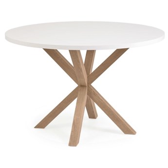 stół okrągły Full Argo melaminowy biały i nogi z wykończeniem o efekcie drewna Ø 119 cm