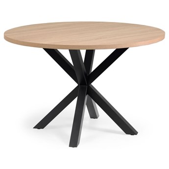 stół okrągły Full Argo melamina wykończenie efekt drewna nogi stalowe czarne Ø 119 cm