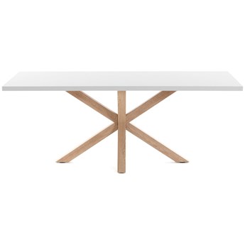 stół Argo 160 x 100 cm melamina wykończenie białe z efektem drewna nogi stalowe