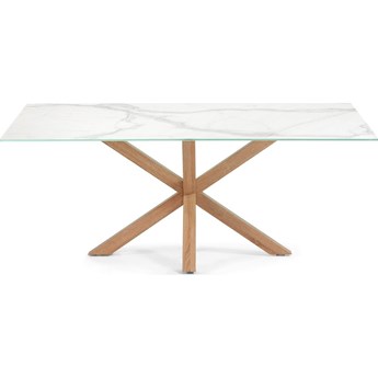 stół Argo porcelanowy biały ze stalowymi nogami efekt drewna 180 x 100 cm