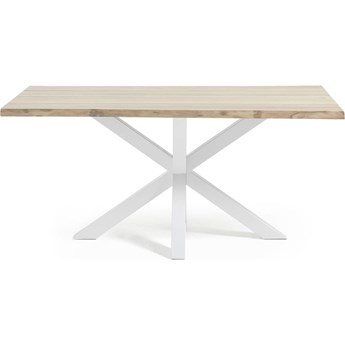 stół Argo fornir dębowy z bielonym wykończeniem i białe stalowe nogi 220 x 100 cm