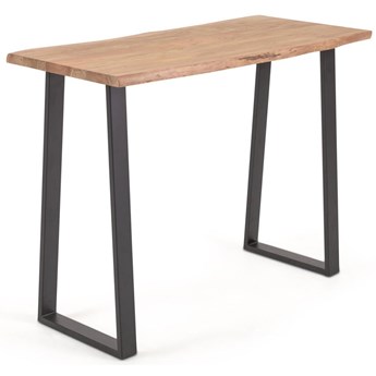 stół Alaia wysoki z litego drewna akacjowego z naturalnym wykończeniem 140 x 60 cm