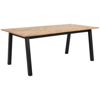 Stół naturalny fornirowany blat dąb czarne nogi 180x95 cm