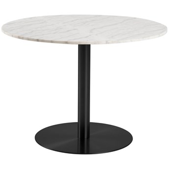 Stół okrągły z marmurowym białym blatem  Ø105 cm noga czarna