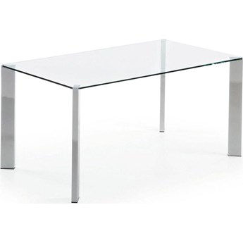 stół Spot ze szkła i stalowymi nogami wykończenie chrom 162 x 92 cm