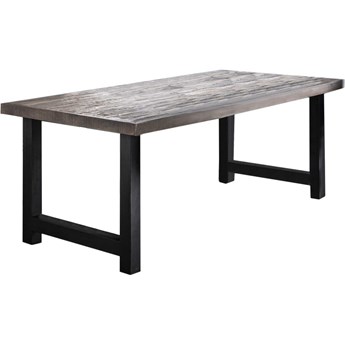 Stół szary drewniany blat akacja czarne metalowe nogi 165x85 cm